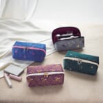 織り柄が美しいジャカード素材のがばっと開くポーチ