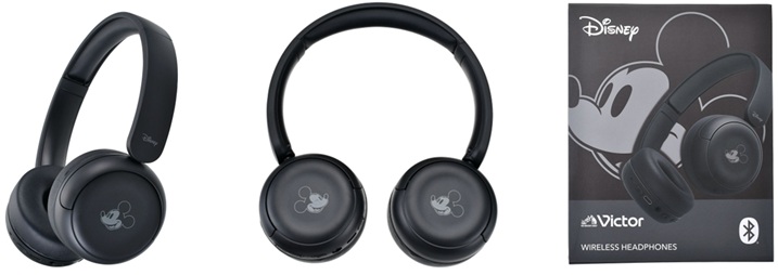 【Victor】ミッキー ワイヤレスヘッドホン Bluetooth ブラック Enjoy Music