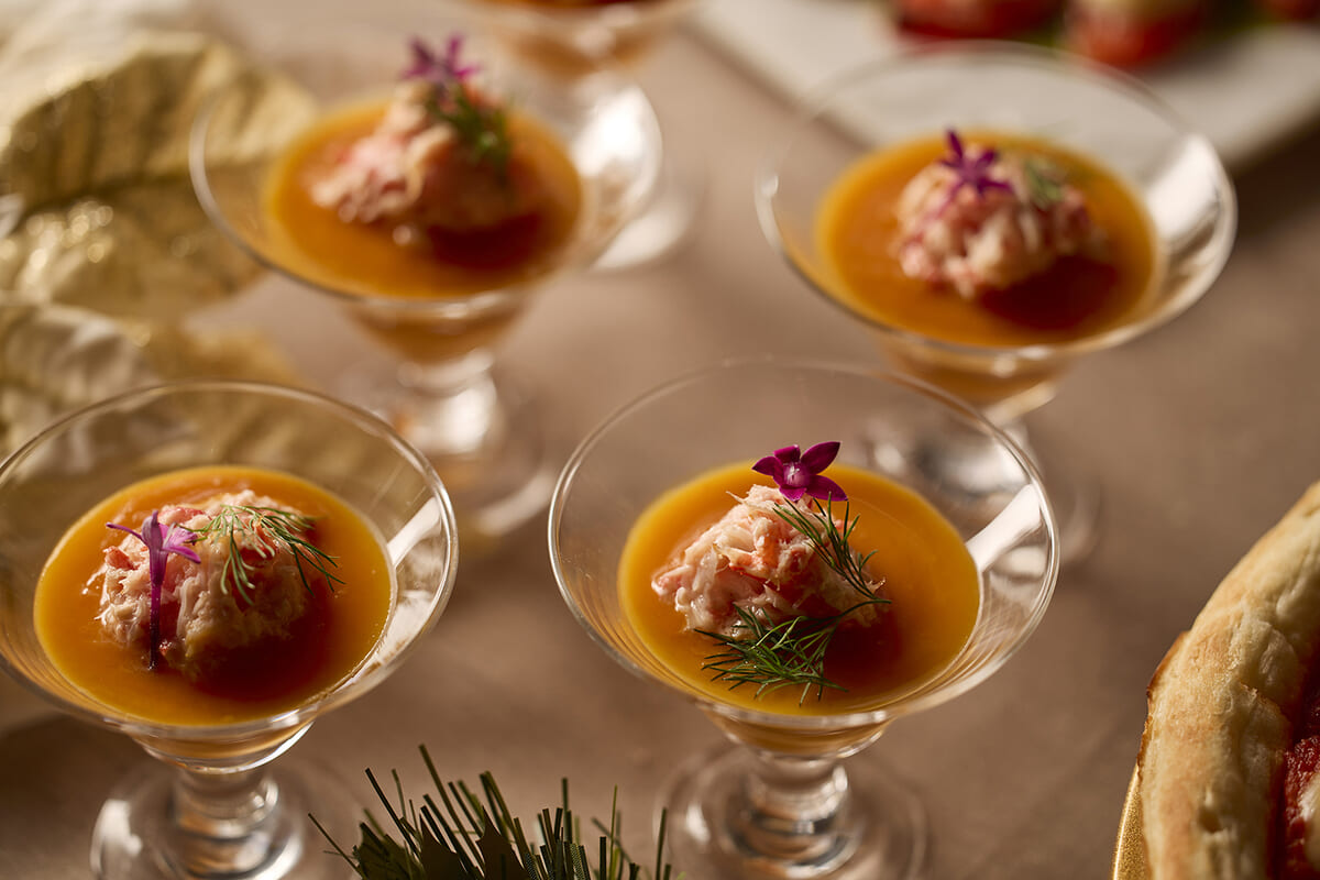 バターナッツスクワッシュのブランマンジェ 紅ズワイガニサラダ添え