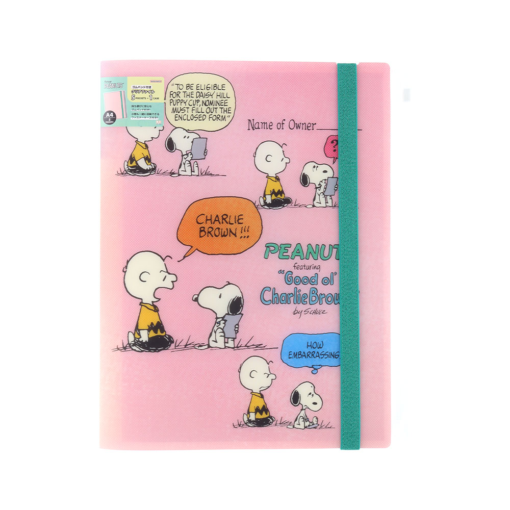 ゴムバンド付きクリアファイル5P+F ピンク