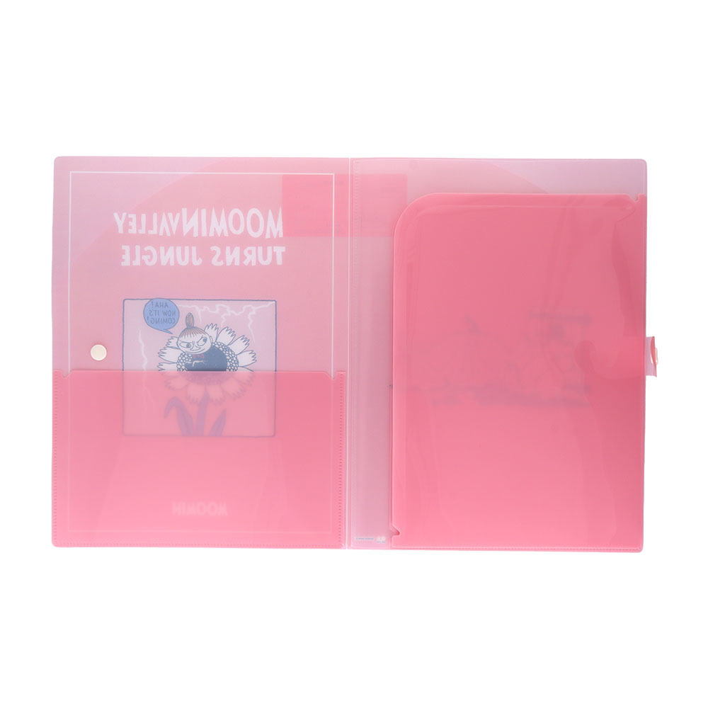 ボタン付きクリアファイル4P ピンク内側