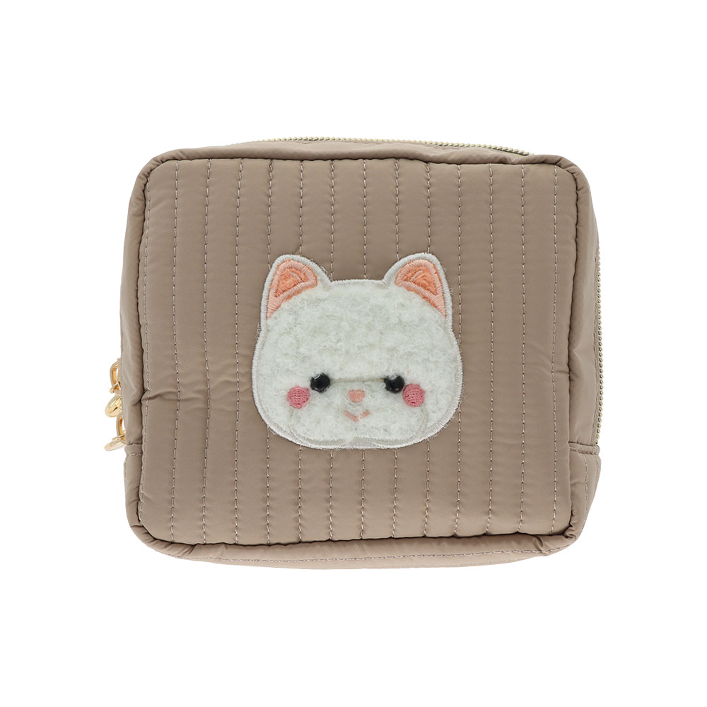 キルティングスクエアポーチ クリーミーねこ