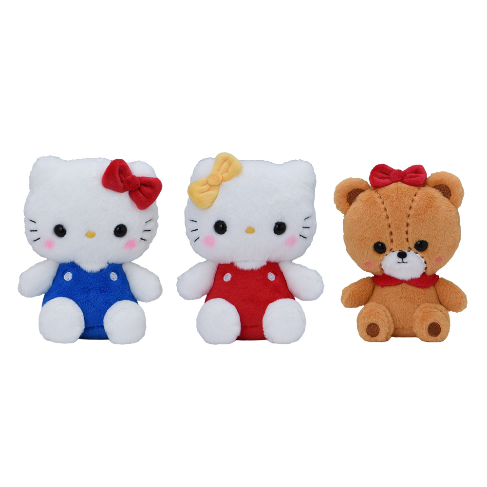 ゆるかわ　サンリオキャラクターズ　レトロメモリー　ぬいぐるみ“ハローキティ&ミミィ&タイニーチャム”