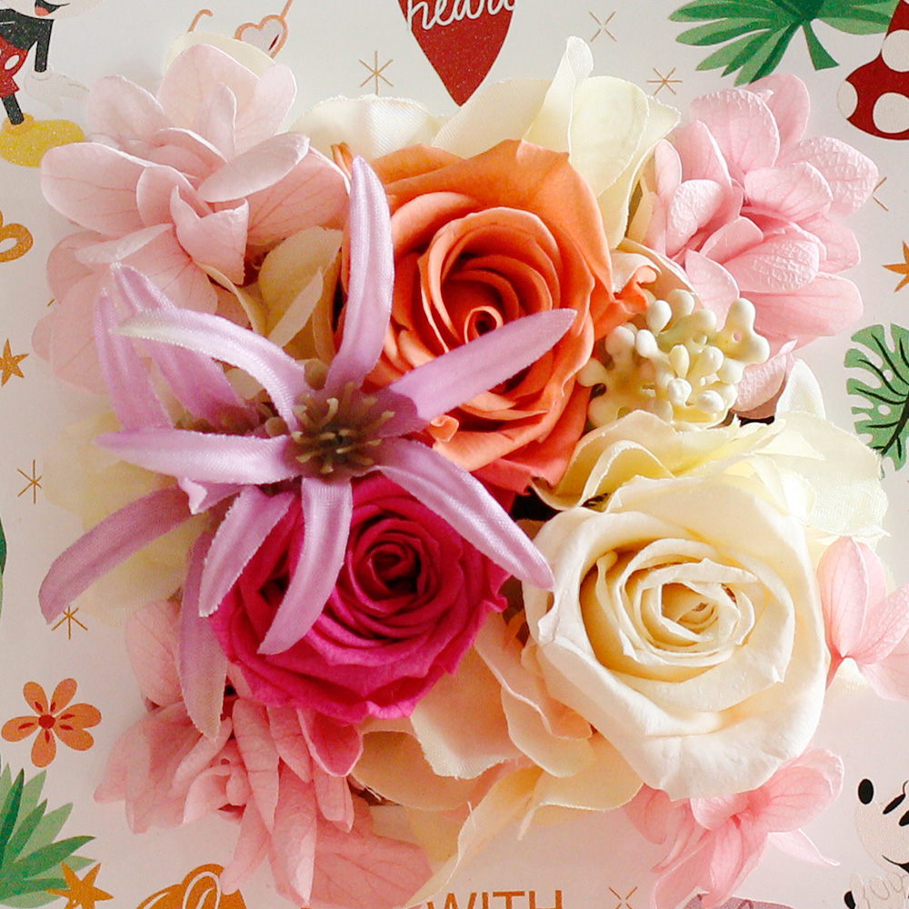 ディズニー/プリザーブドフラワー「フレーム(ミッキー&ミニー)」 デザインアップ