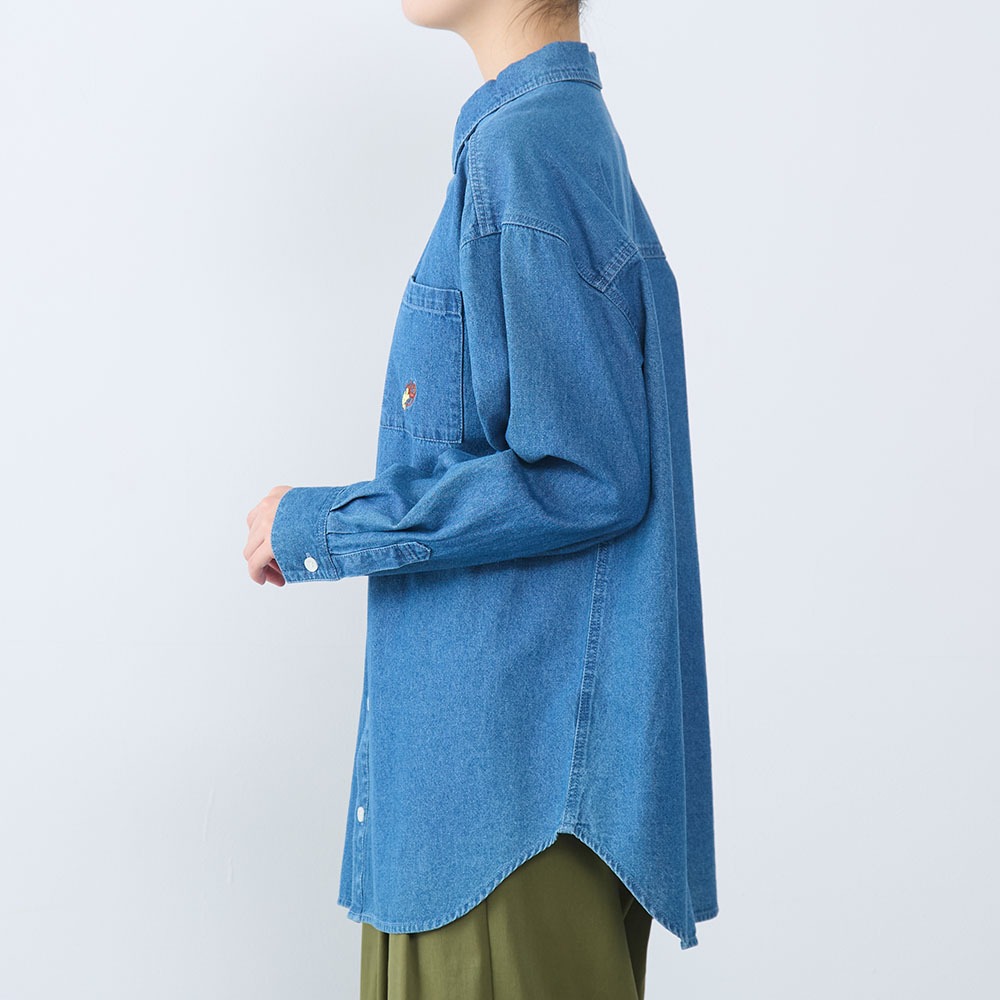 ユニセックスデニムシャツ サイド