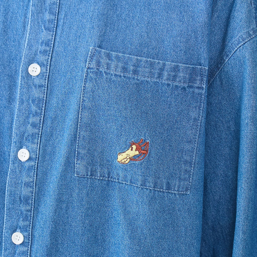 ユニセックスデニムシャツ デザインアップ ポケット