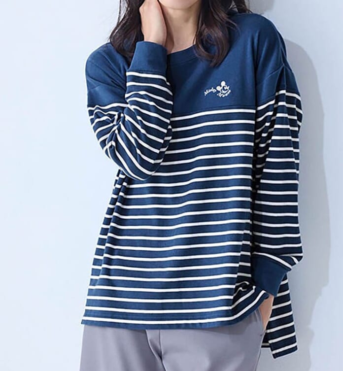 起毛ボーダーチュニック　ミッキー