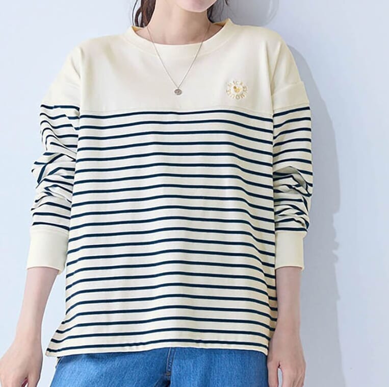 起毛ボーダーチュニック　ミッキーモチーフ