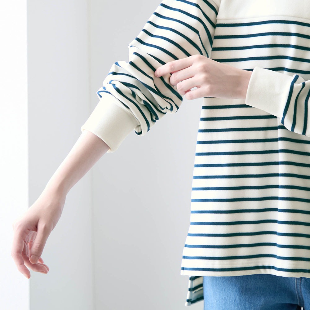 起毛ボーダーチュニック　袖