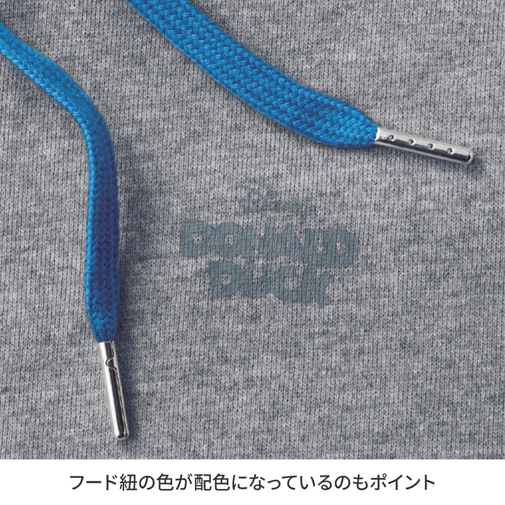 ユニセックス裏毛プルパーカ　フード紐