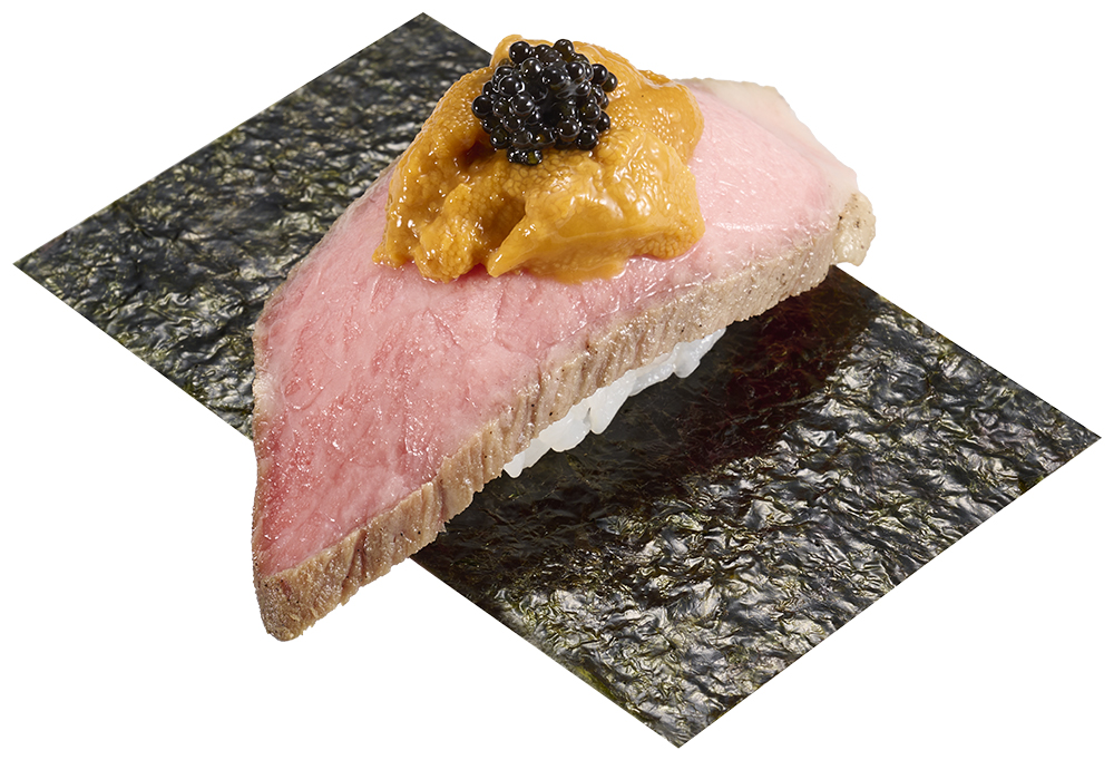 うにと黒毛和牛包み ランプフィッシュキャビア