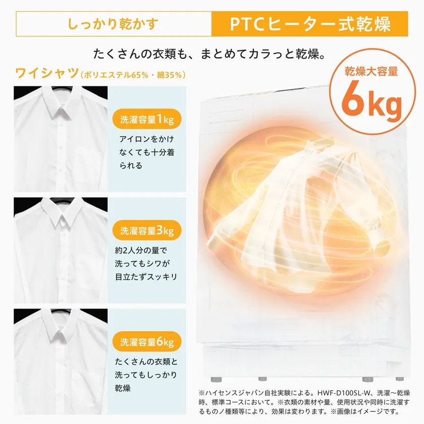 ドラム式洗濯乾燥機「HWF-D100SL-W」 ドラム式洗濯乾燥機「HWF-D100SL-W」