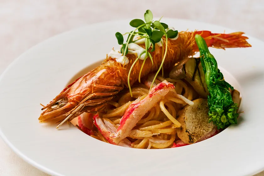 鳥取県産モサエビとベニズワイガニのビスク風パスタ 鳥取県産モサエビとベニズワイガニのビスク風パスタ