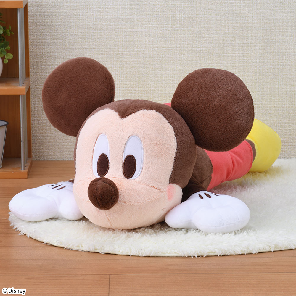ミッキーマウス　赤いほっぺ　寝そべり　LLぬいぐるみ