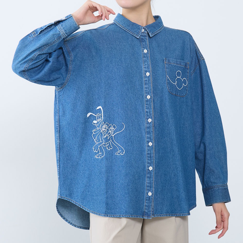刺しゅうデニムシャツ　ミッキー＆フレンズ