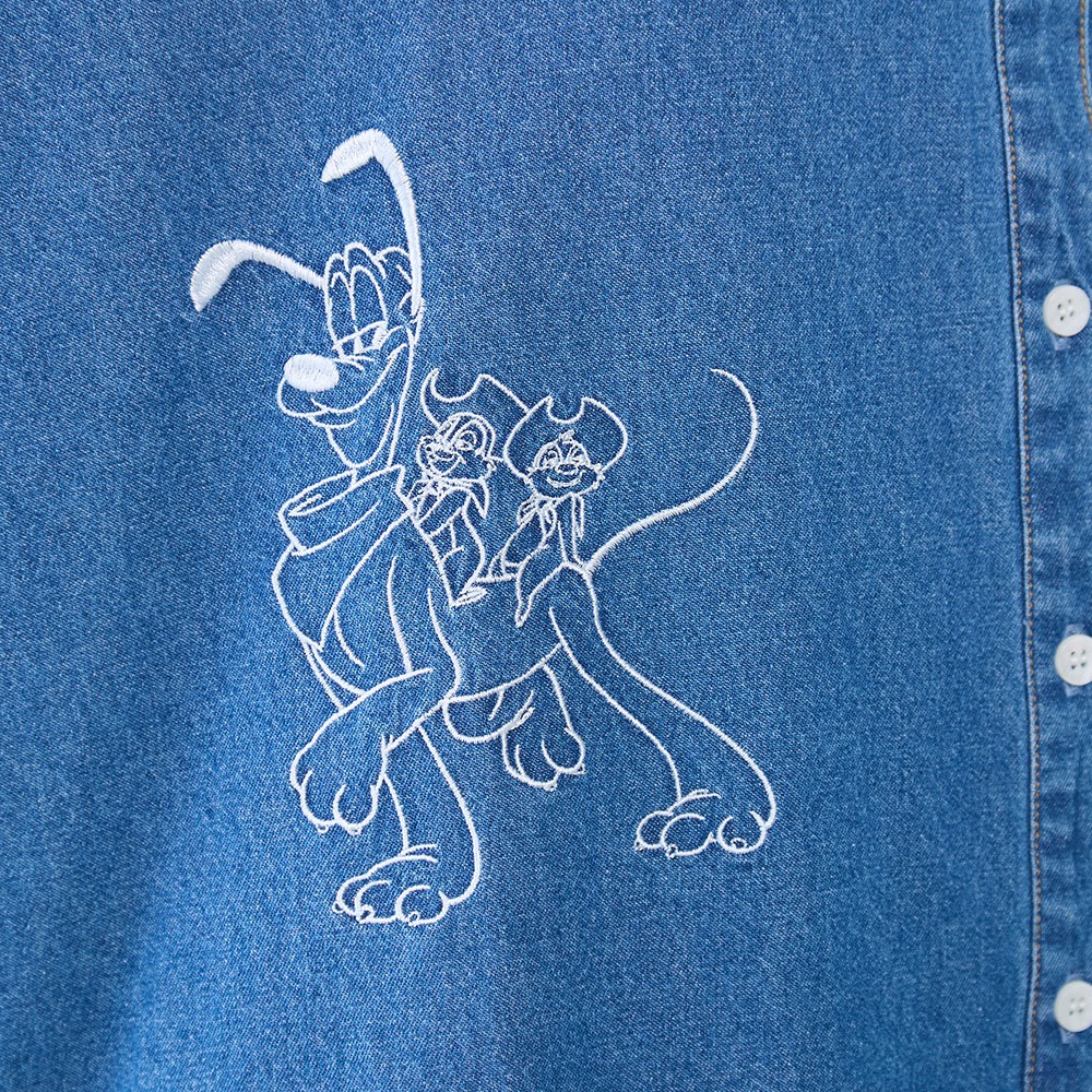 刺しゅうデニムシャツ　デザインアップ