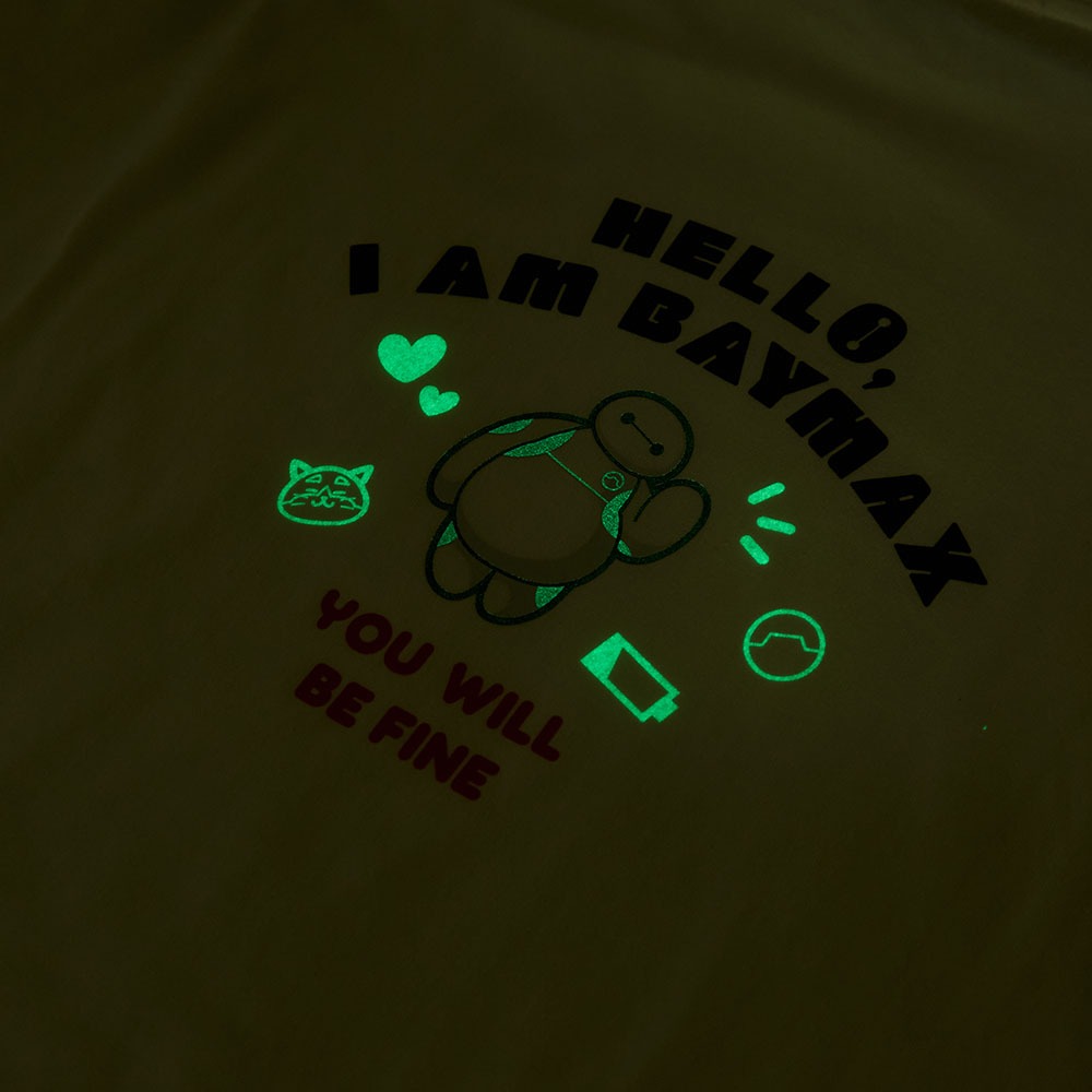 ユニセックス蓄光プリント長袖Tシャツ　ベイマックス　蓄光時