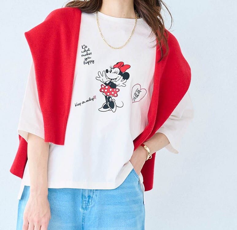 プリント＆刺しゅう五分袖Ｔシャツ