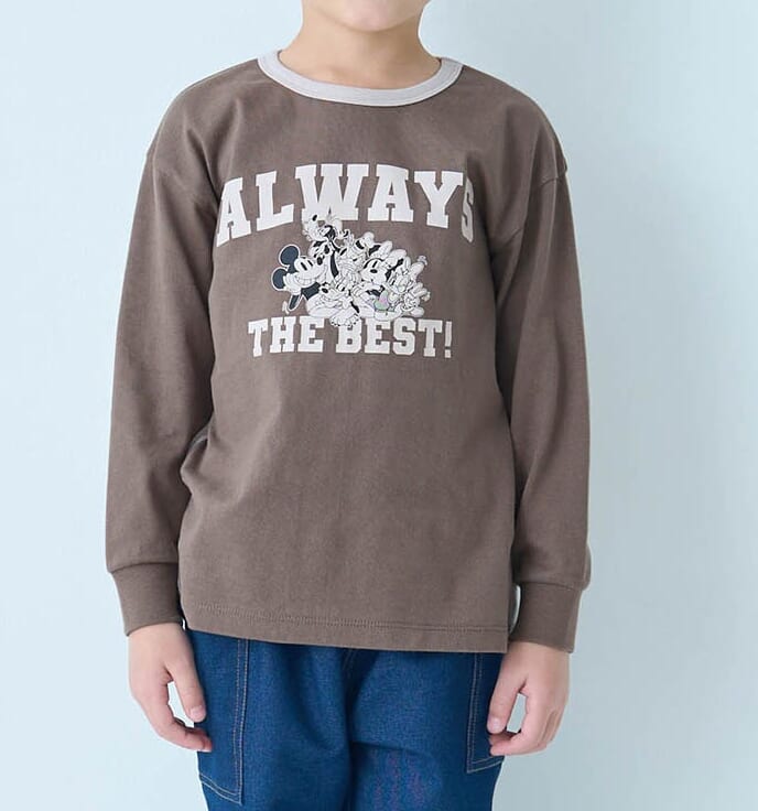 キッズ後ろ切替Tシャツ ブラウン系