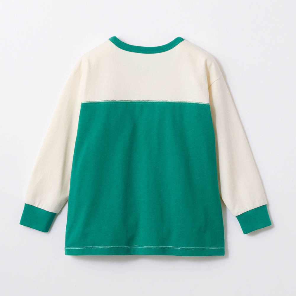 キッズ後ろ切替Tシャツ グリーン系 バックスタイル