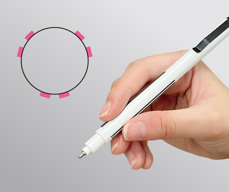 三点持ちを自然に導くライングリップ