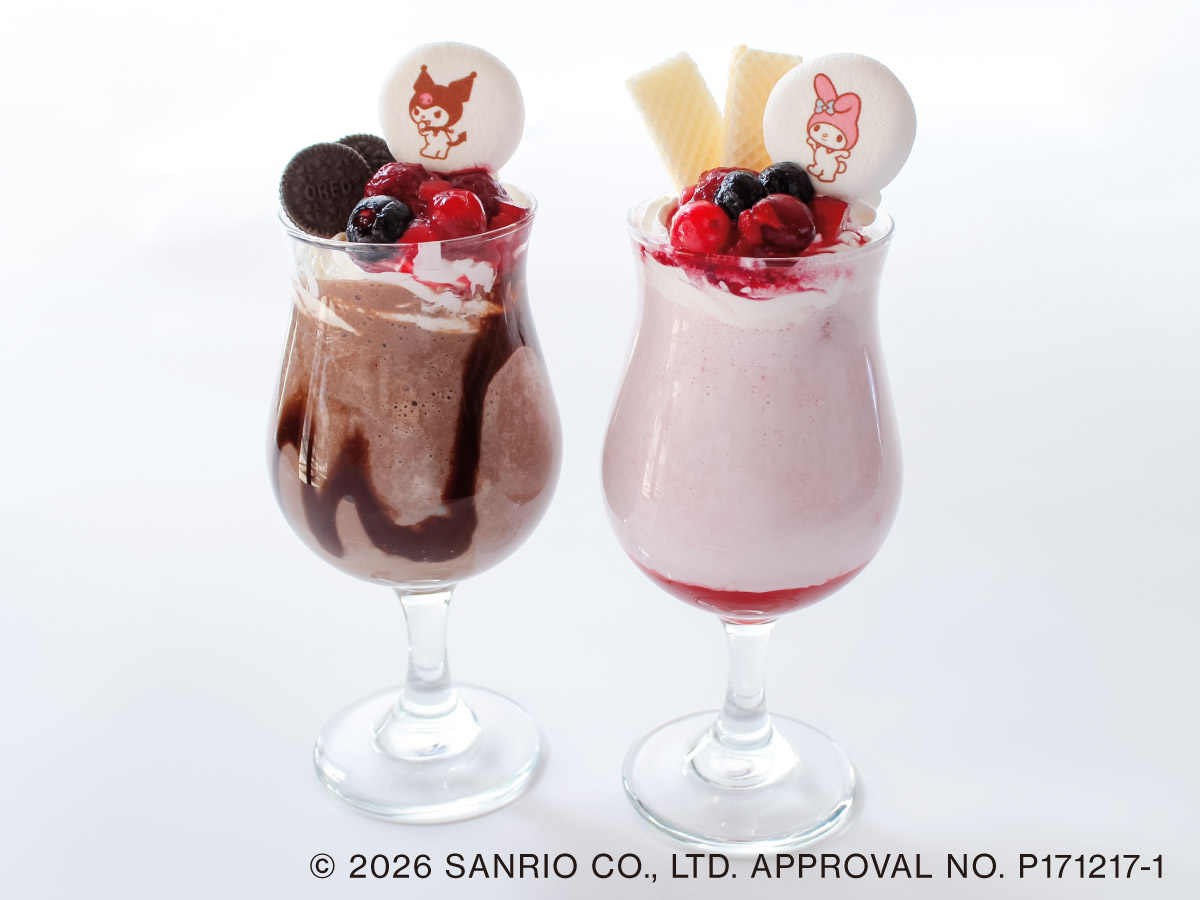 クロミの飲むチョコレートパフェ/マイメロディの飲むいちごパフェ