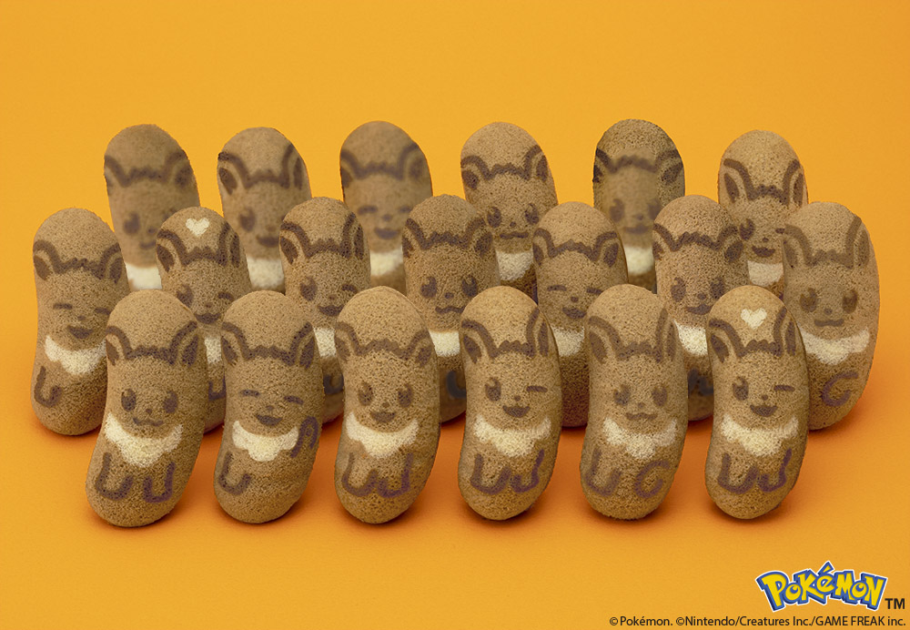 イーブイ東京ばな奈「見ぃつけたっ」キャラメルモフアート味　多彩な表情