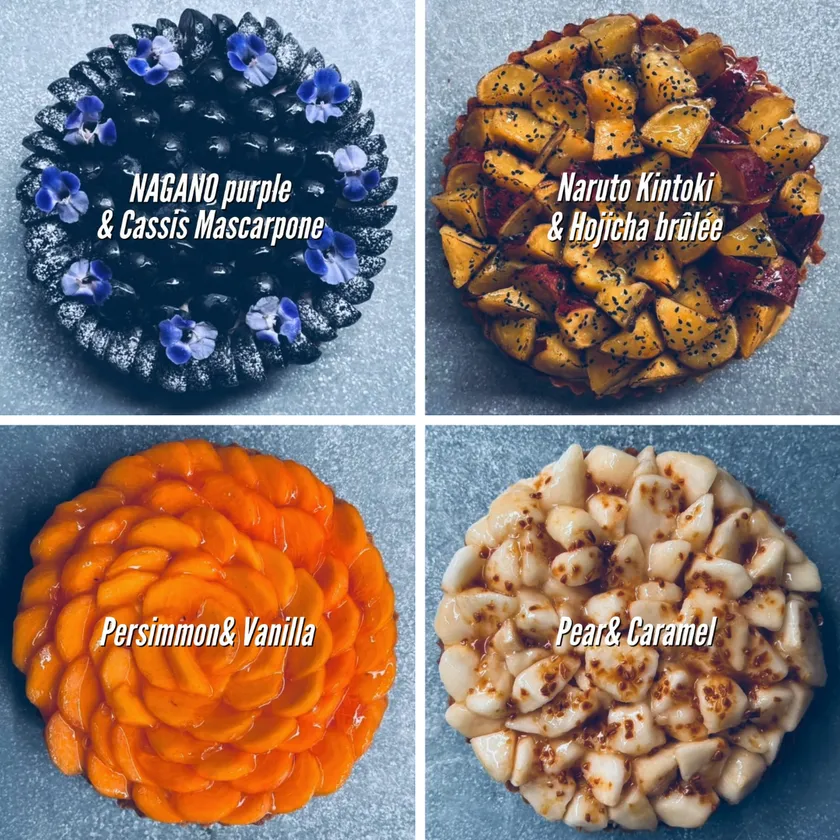 4種の円形タルトを上から見せたビジュアル