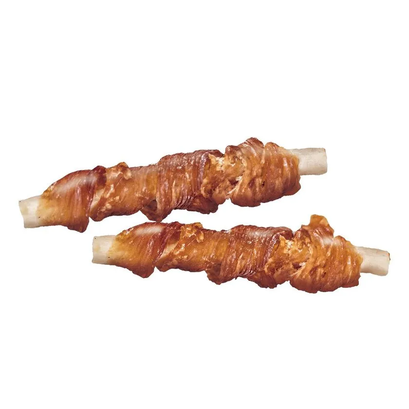 牛皮ガムにササミを巻いたスティック状おやつ