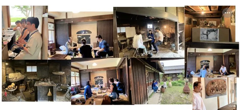 和室や庭で参加者が対話するコラージュ写真