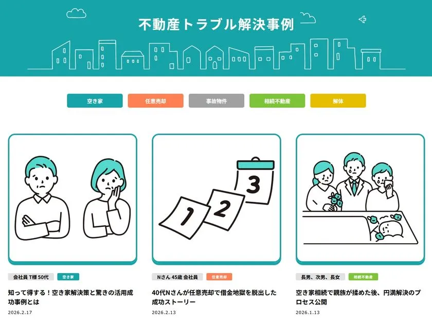 不動産トラブル解決事例の一覧画面