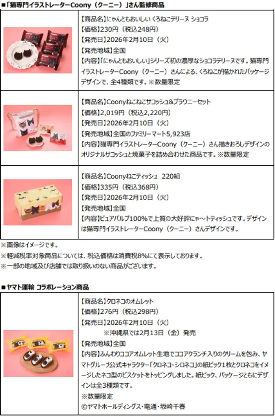 Coony監修商品とヤマト運輸コラボ商品の一覧