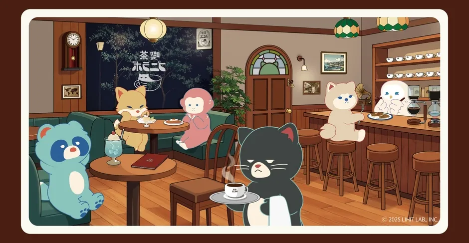 昭和レトロな純喫茶を舞台にした喫茶プニラボの世界観イラスト