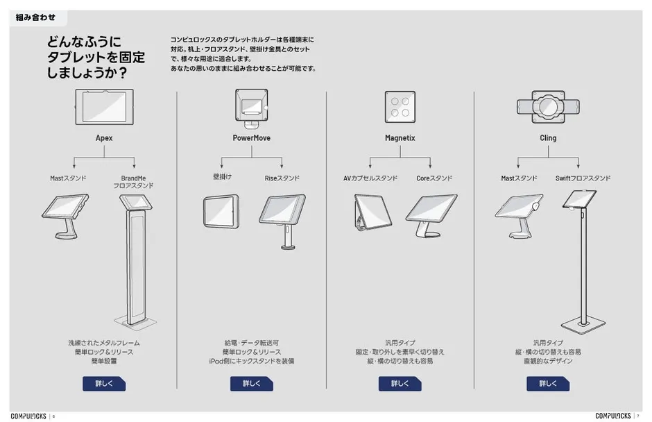 Apex・PowerMove・Magnetix・Clingの4シリーズ比較ページ