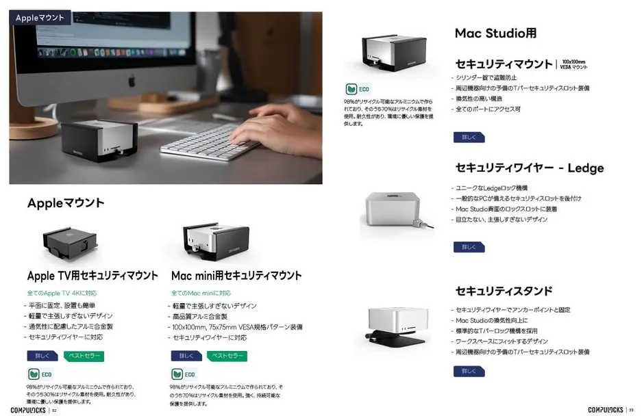 Apple TV・Mac mini・Mac Studio向けセキュリティマウント製品群
