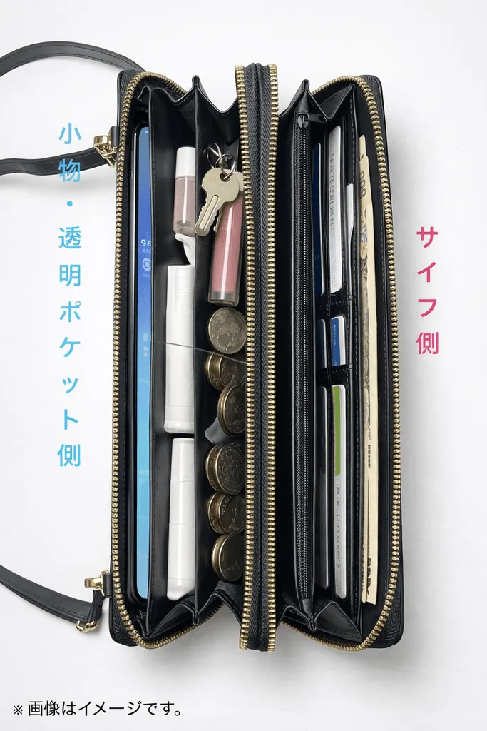 TOUCHE内部の左右コンパートメント構成を示す機能説明図