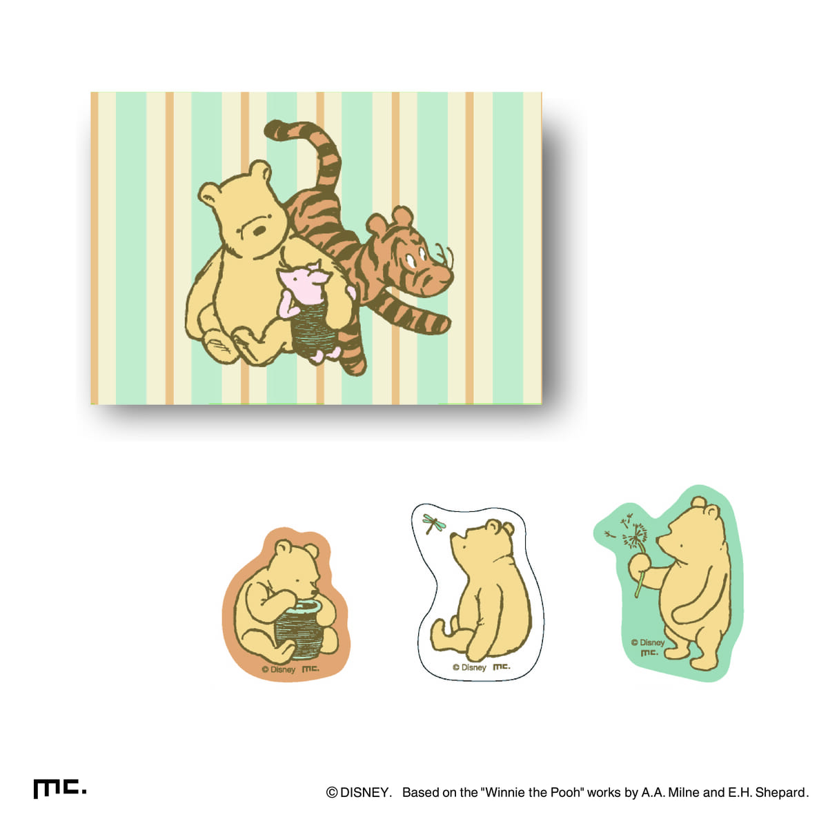 箱入フレークシール ストライプ プーさん＆フレンズ