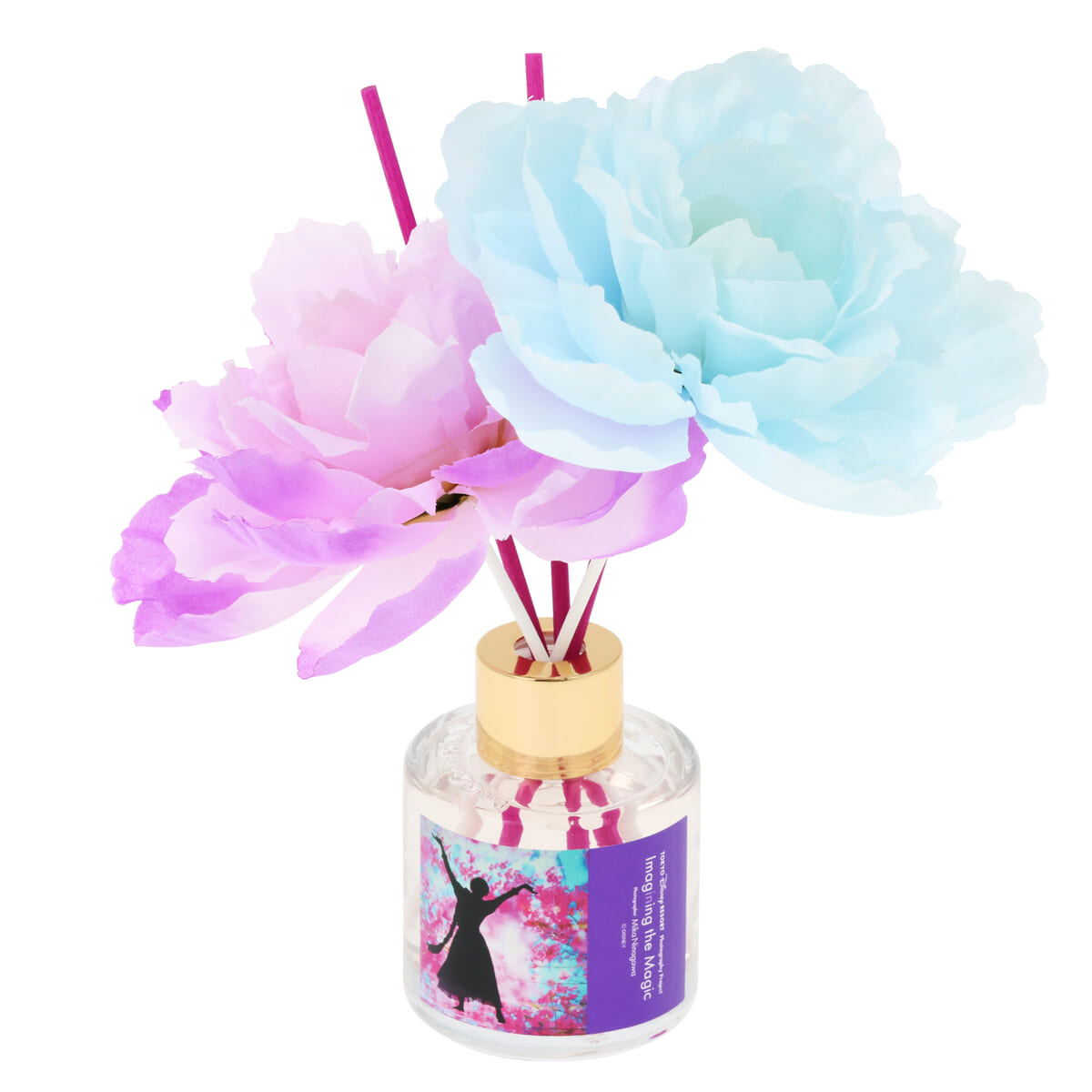 「ラプンツェル」を象徴するパープルのお花がスティックの先端に飾られた様子