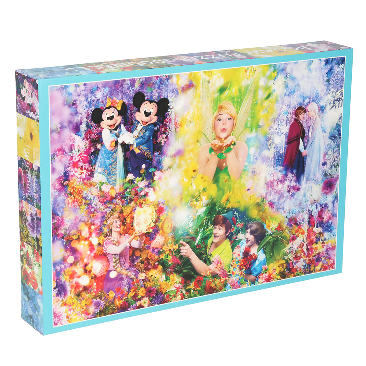 ジグソーパズルの外箱と、実際に組み上げた際の鮮やかな質感のイメージ