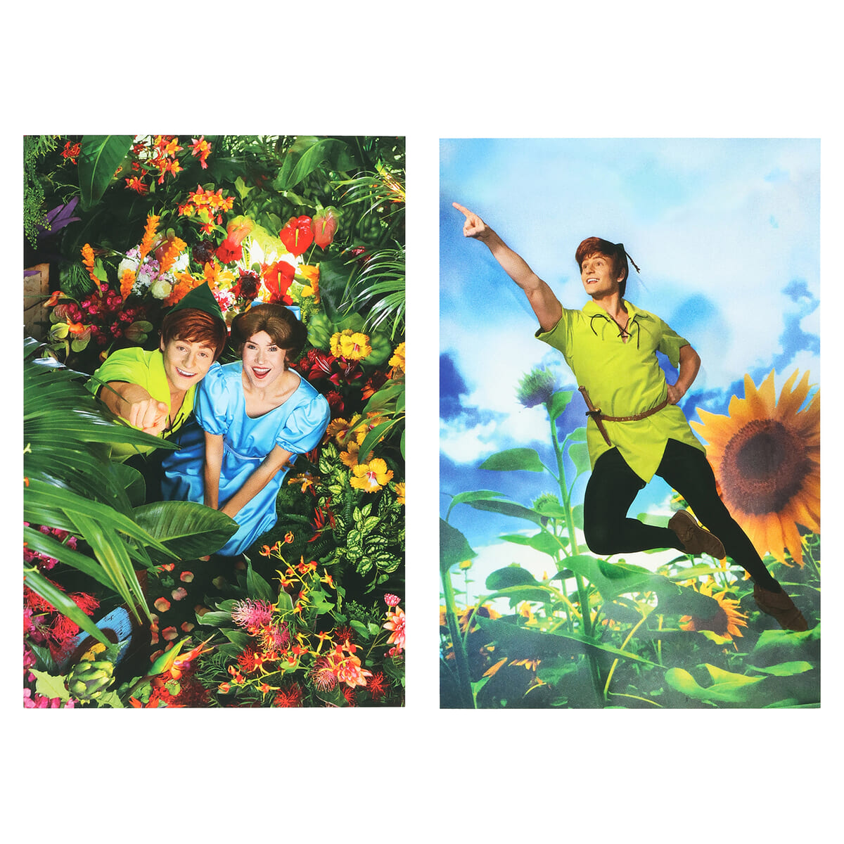 「エルサ」と「アナ」が美しい背景の中で輝くポストカードセット