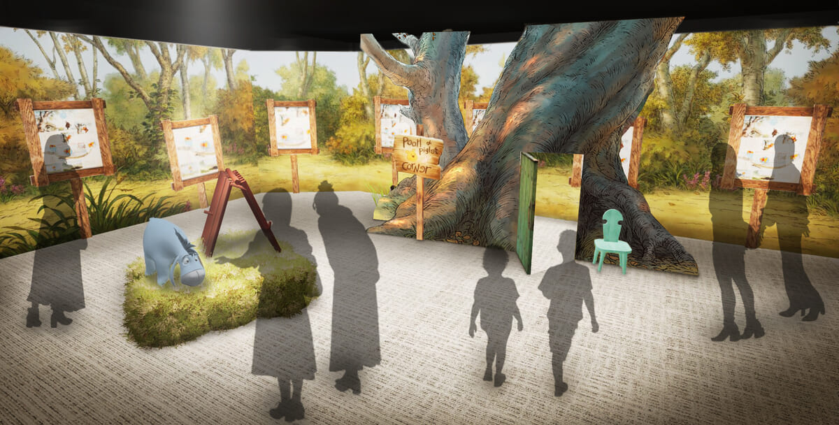 ディズニー・アニメーション版や原画、背景画の展示が楽しめる!「原作デビュー100周年記念 くまのプーさん展」