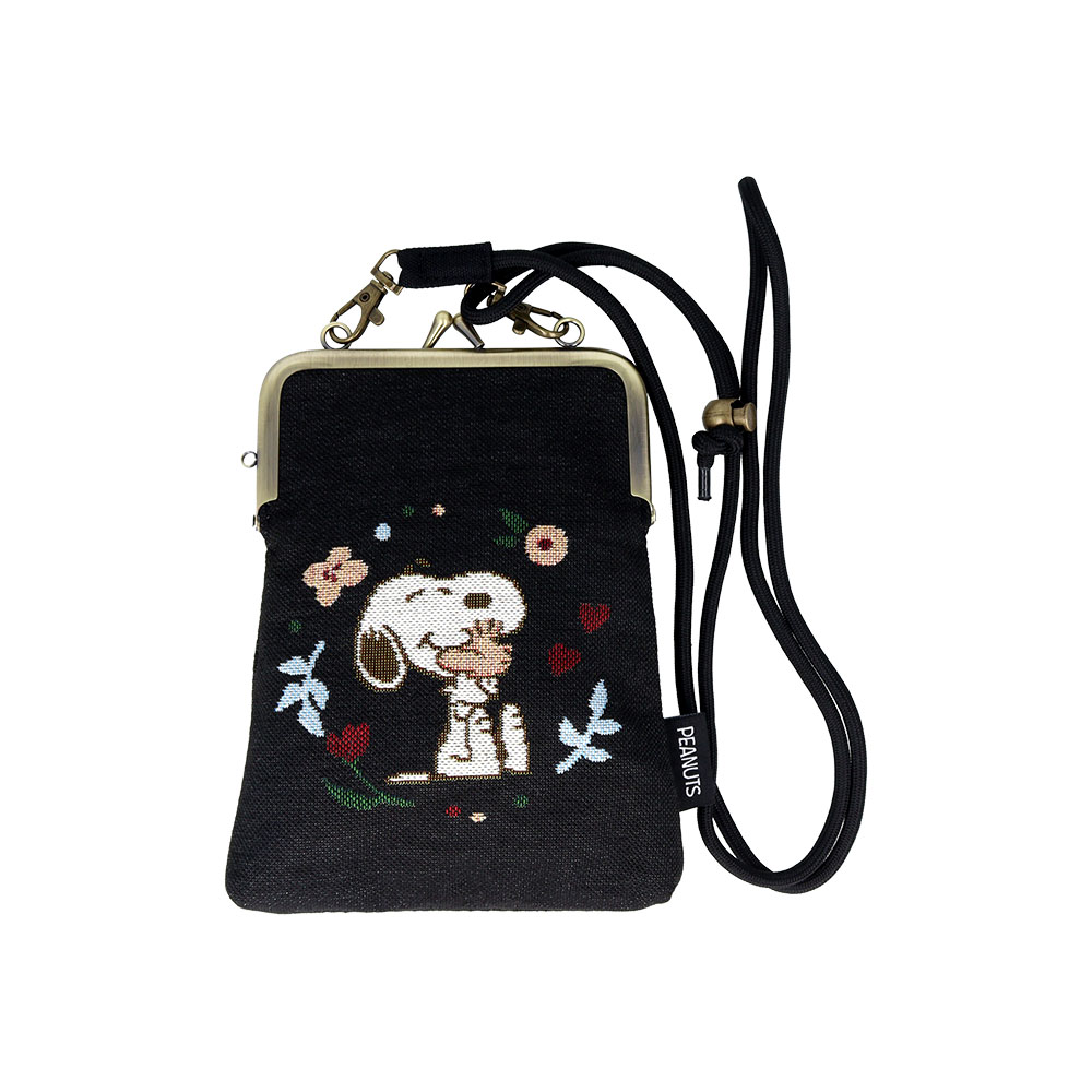 ゴブラン織 マルチショルダーポーチ がま口 スヌーピー