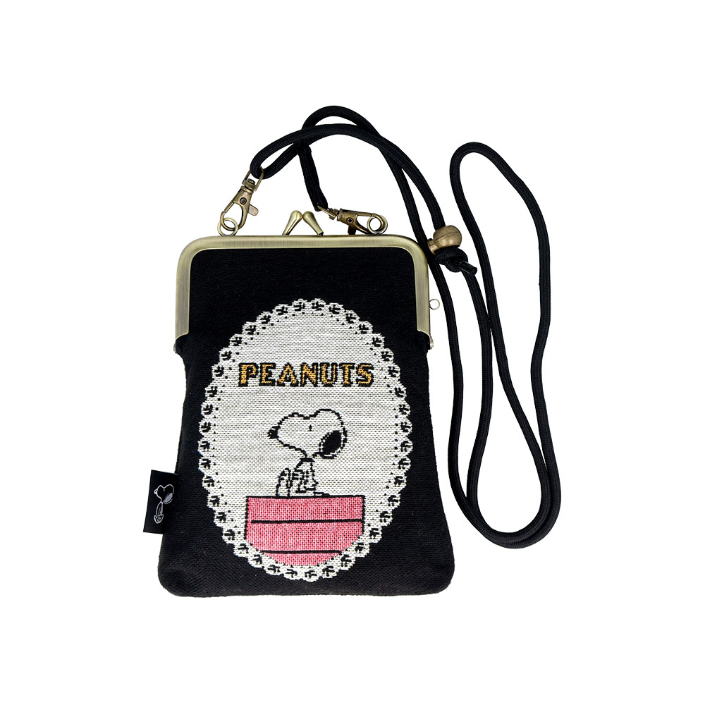 ゴブラン織 マルチショルダーポーチ がま口 スヌーピー フレーム