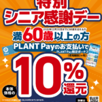 PLANT 特別シニア感謝デー 2月15日 PLANT Pay 10％還元