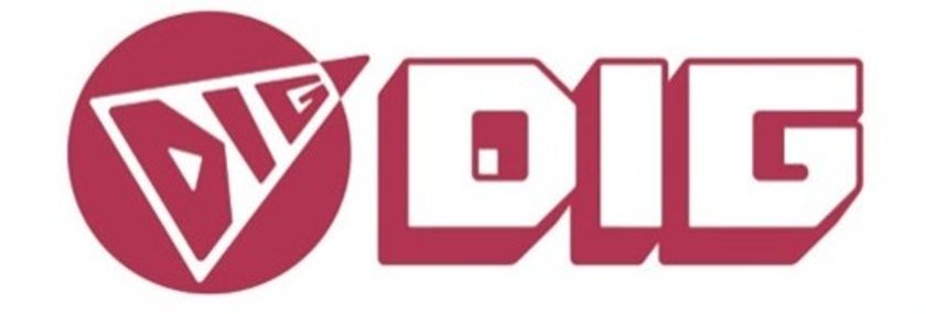 ディーアイジー ロゴ 赤い円形と太字の「DIG」