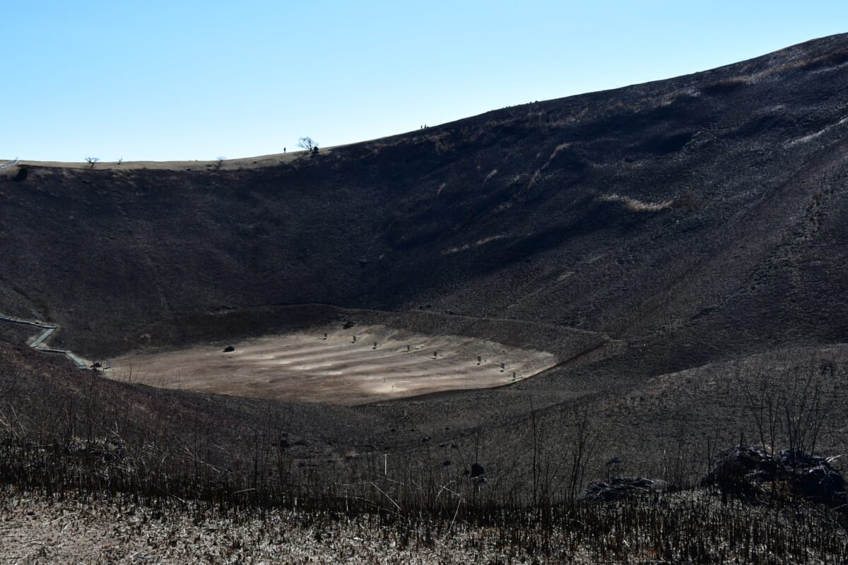 大室山 山焼き 山麓から山頂まで炎が駆け上がる