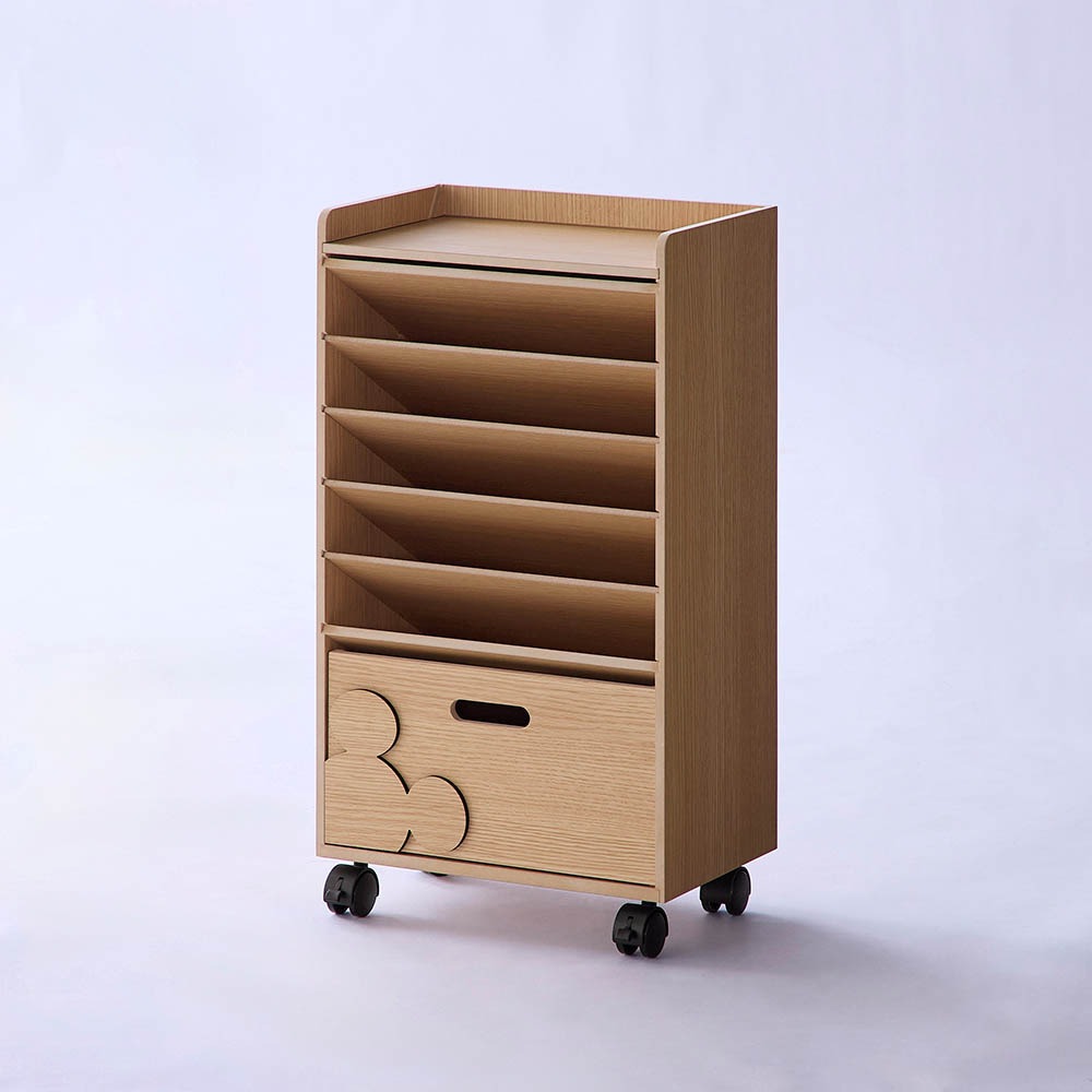 教科書も収納できる書類ワゴン　ミッキーモチーフ