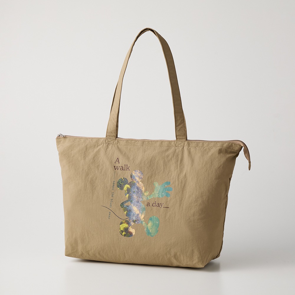 旅行にも便利なファスナー付きポケッタブルエコバッグ　ミッキー