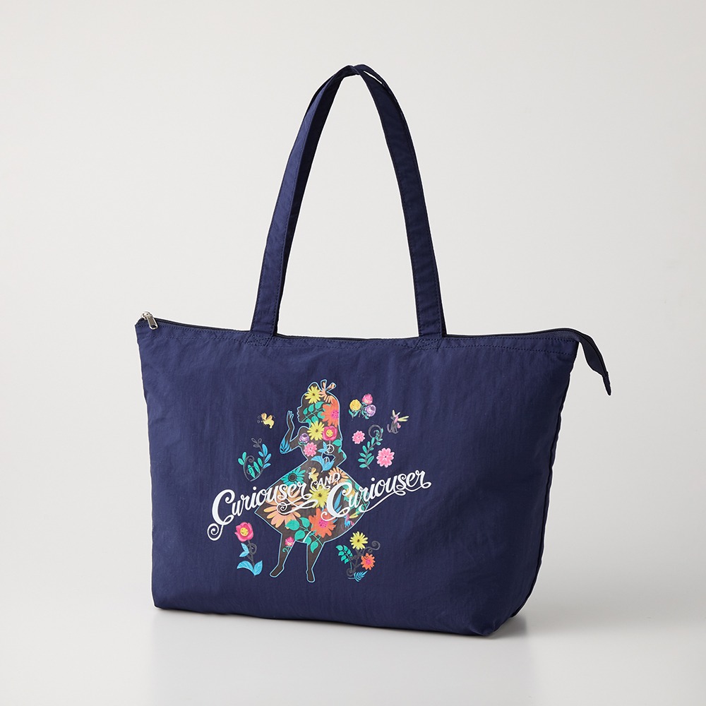 旅行にも便利なファスナー付きポケッタブルエコバッグ　アリス