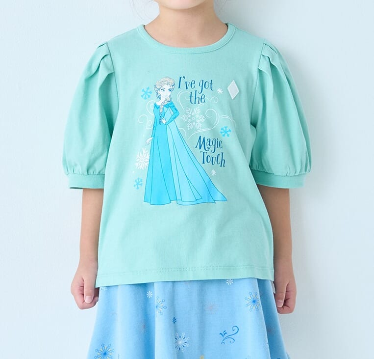 薄くて涼しい名札ココ半袖パフスリーブTシャツ　エルサ